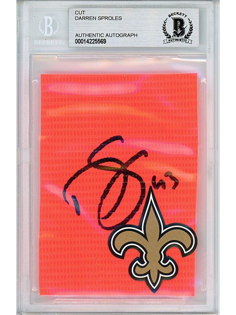 Darren Sproles Signed Saints Football Pylon Piece Beckett BAS Slab Autographed